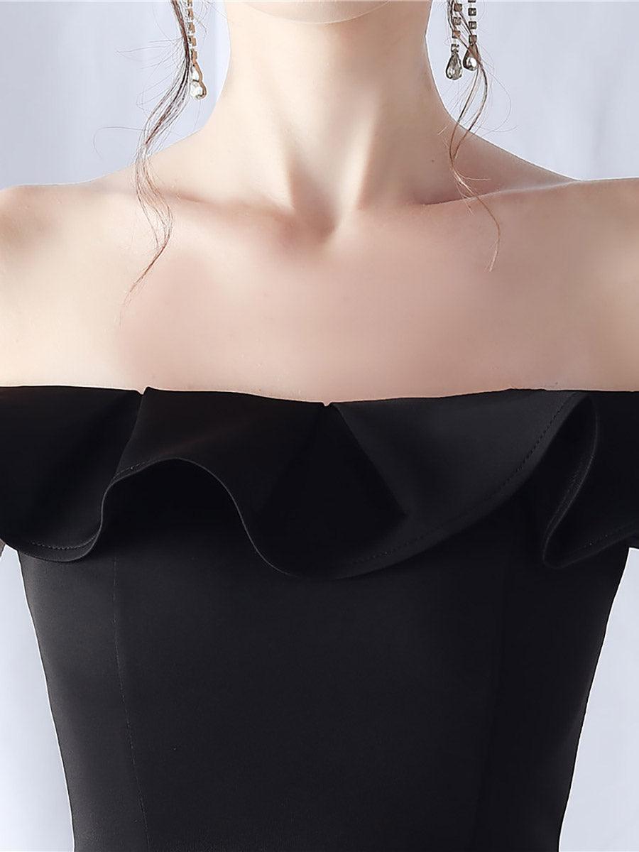 Off Shoulder Ruffled Split Thigh Prom Dress - Stylish beautiful dress for special occasions | Buy Online