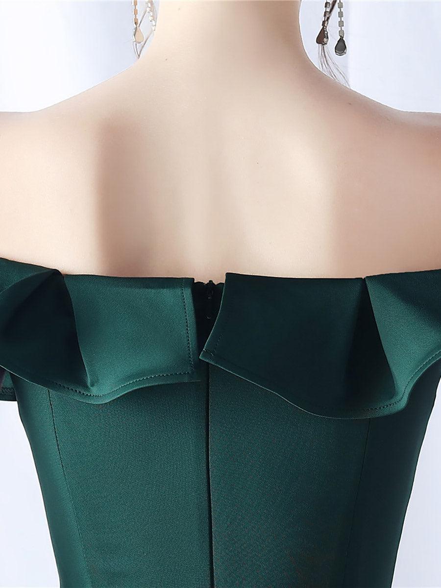 Stylish beautiful dress | Off Shoulder Ruffled Split Thigh Prom Dress - Ideal for special occasions