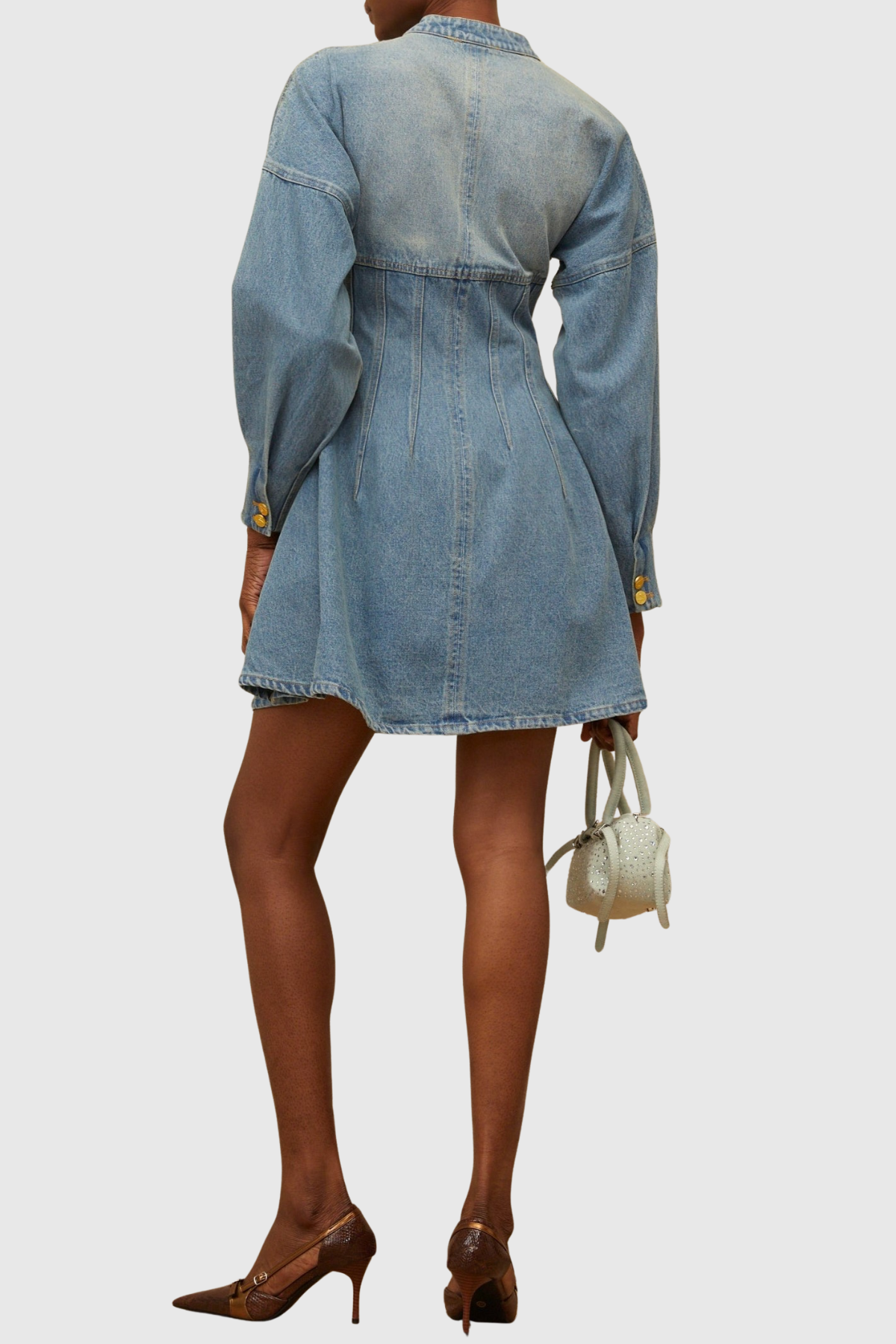 kimberley Corset Denim Mini Dress in blue