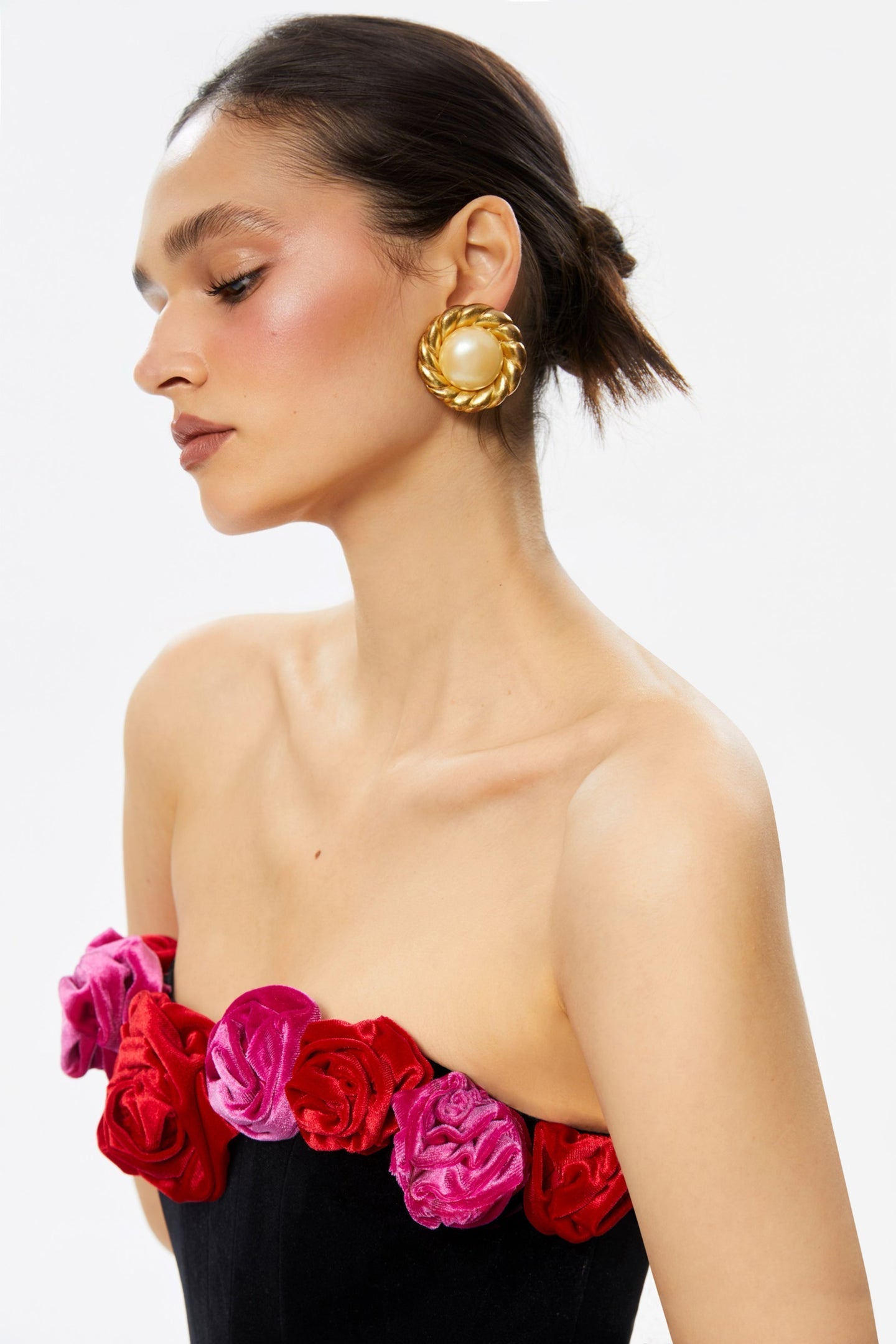 Marley Floral Strapless Velvet Mini Dress