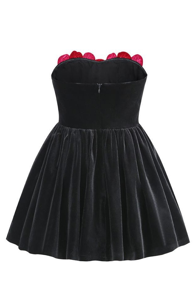 Marley Floral Strapless Velvet Mini Dress