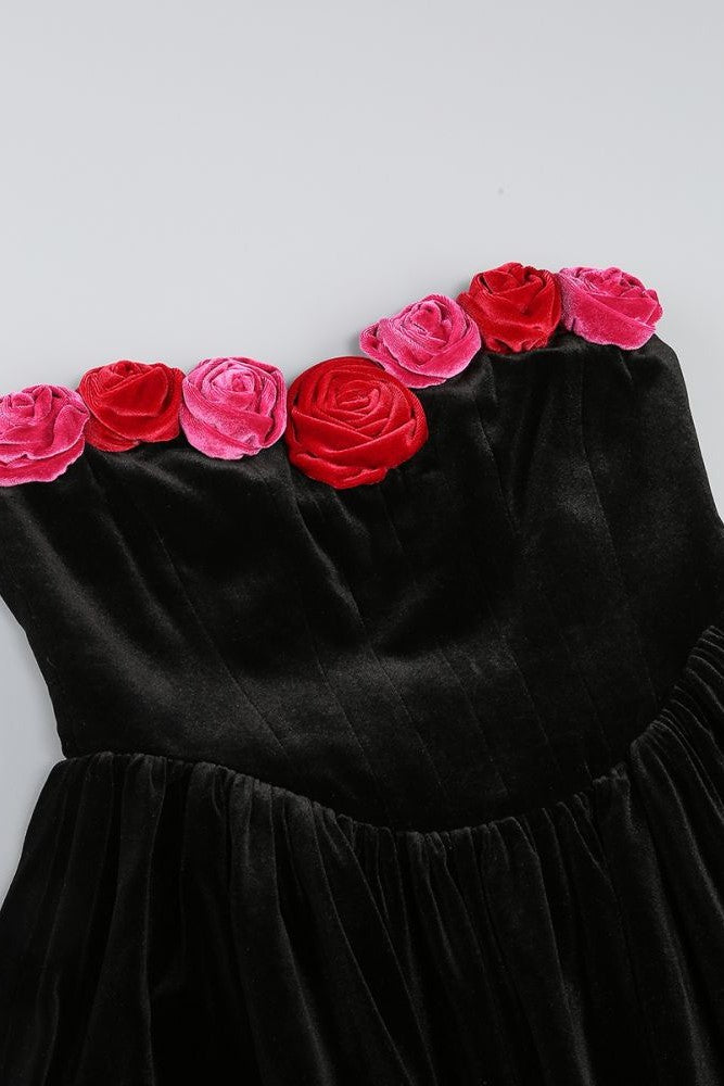 Stylish beautiful dress | Marley Floral Strapless Velvet Mini Dress - Ideal for special occasions