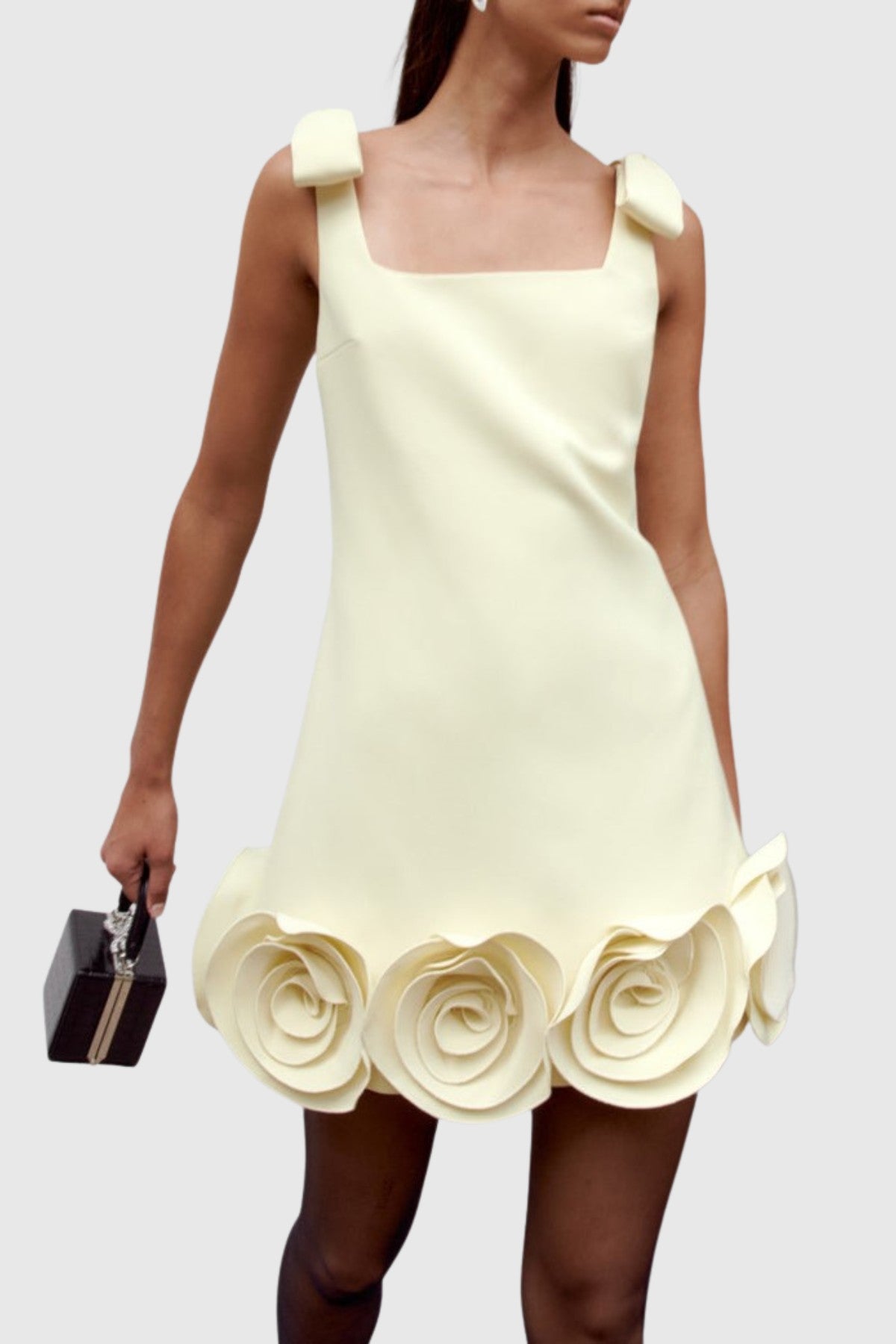 elaine Floral Appliqué Mini Dress - Yellow