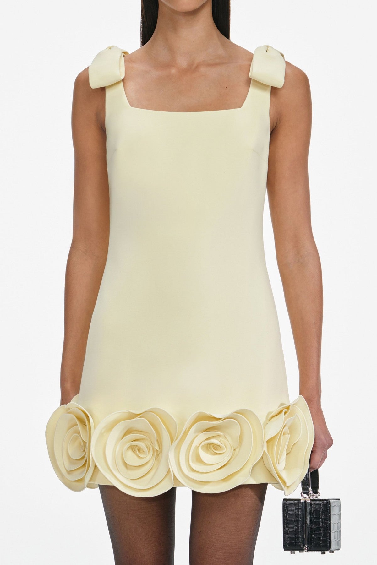 elaine Floral Appliqué Mini Dress - Yellow