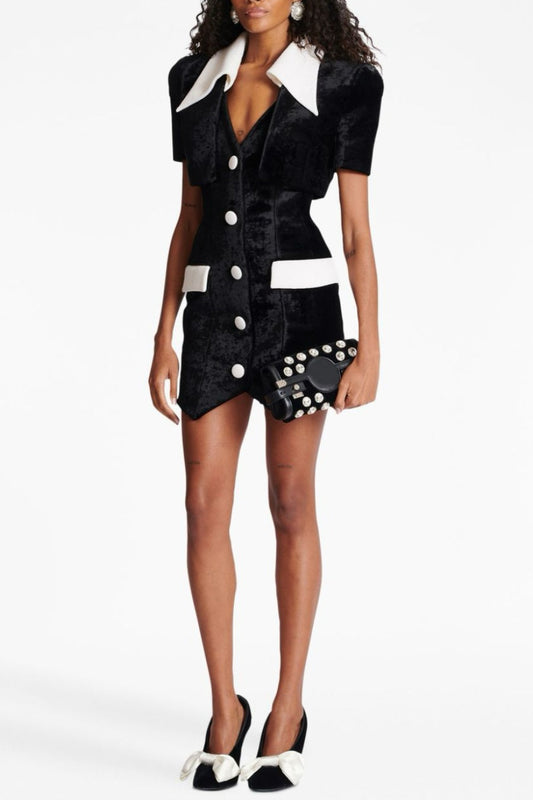 Ellalabel Nia Velvet V-neck Mini Dress - Crafted from Luxury Velvet- Best for Cocktail Parties and Night Out.