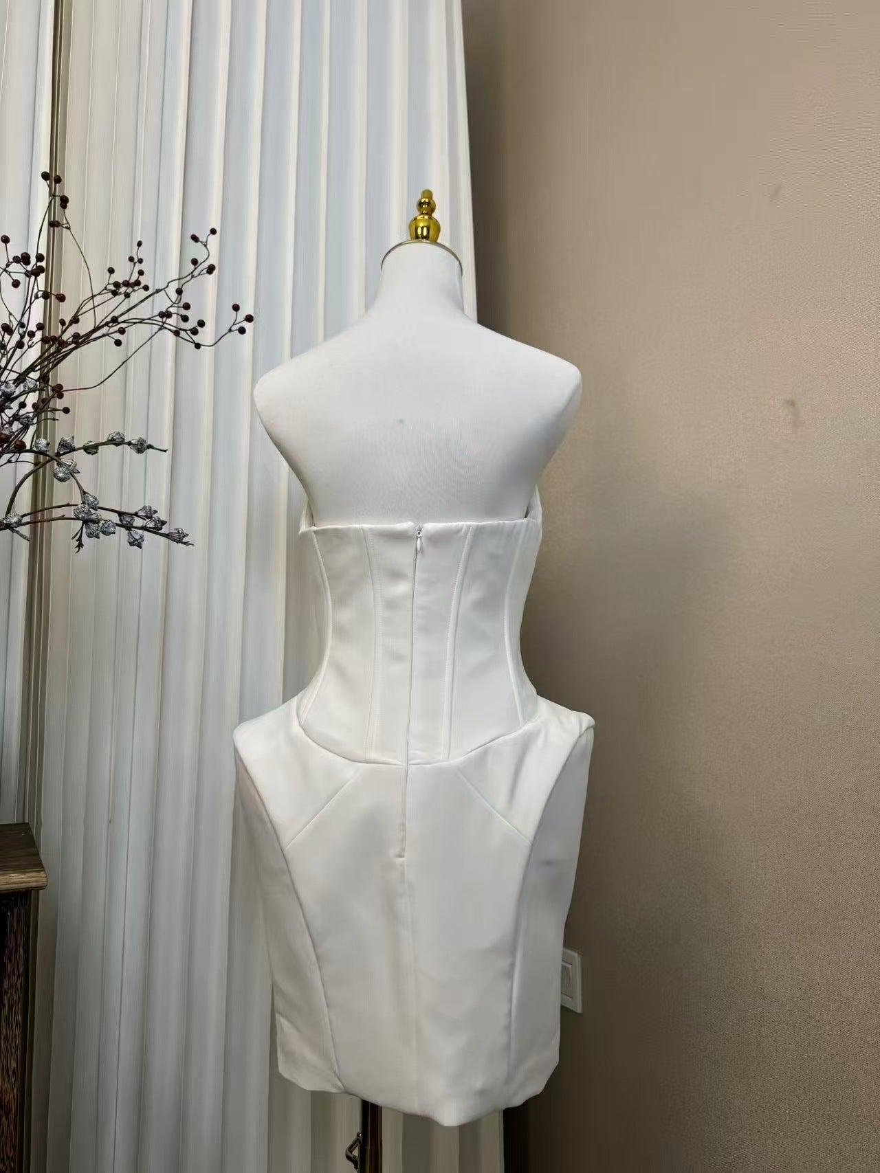 annabelle White Folded Collar Corset Mini Dress