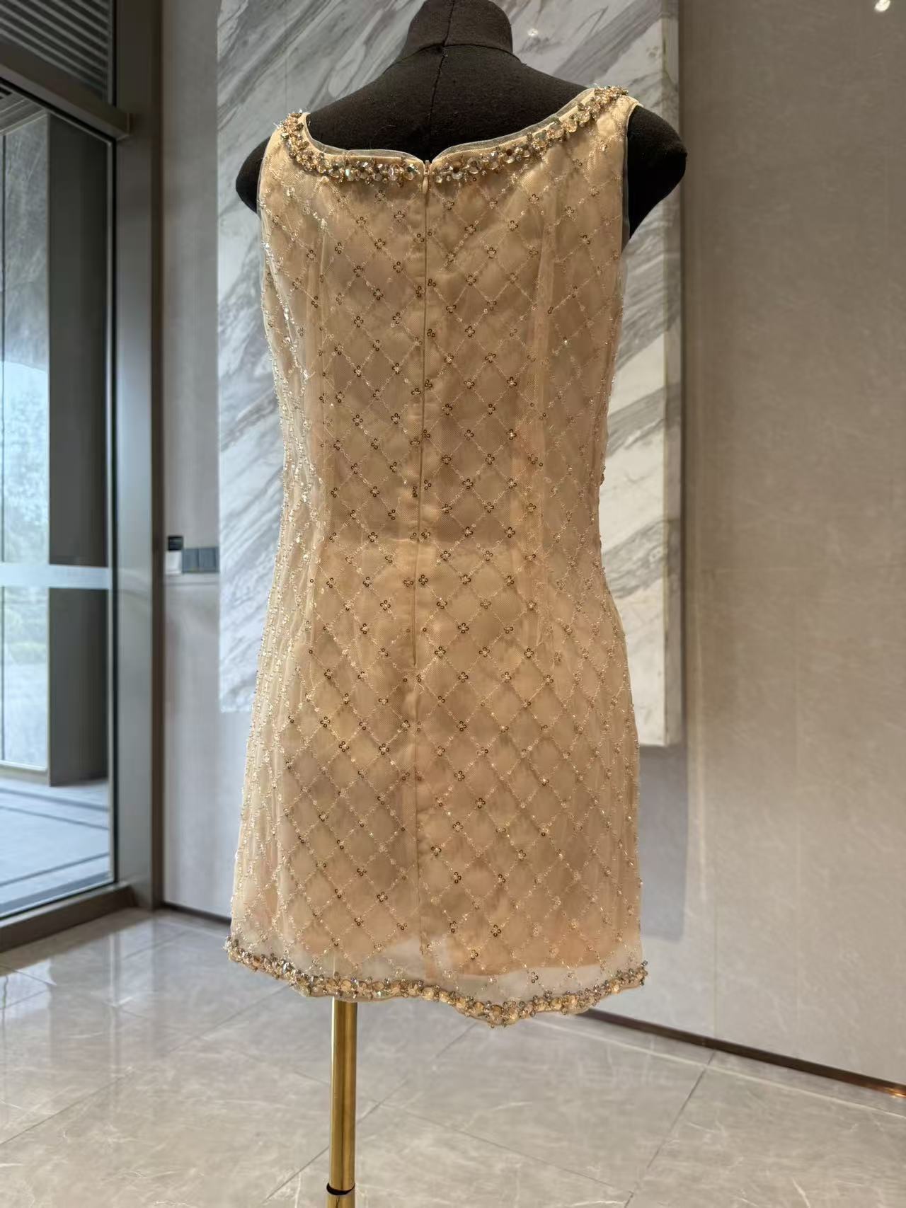 Joyce Embellished Rhinestone Sequin Mini Dress in yellow