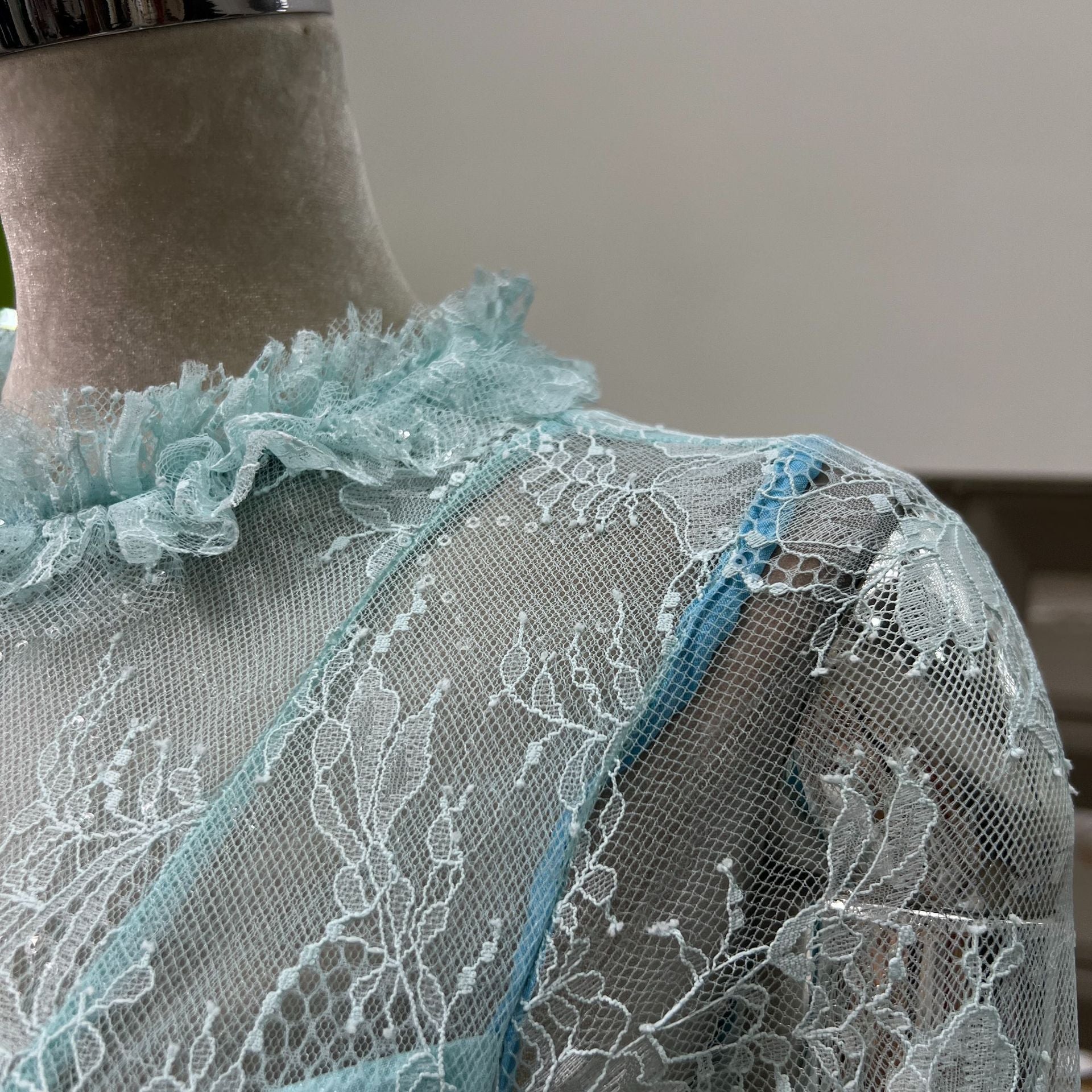 Winifred blue  Embroidered Flared Mini Dress