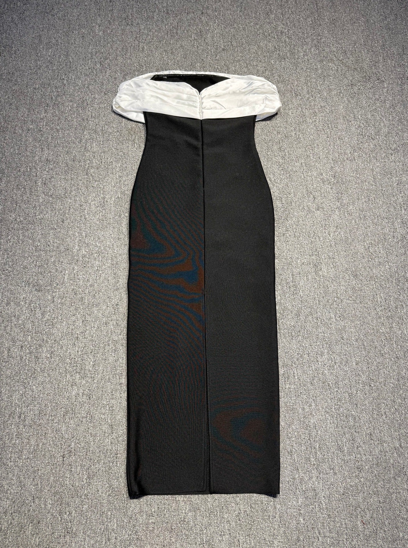 louise beading rhinestone strapless midi dress in black