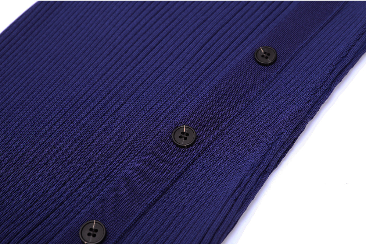 murray Cutout Ribbed Knit Midi Dress - Navy