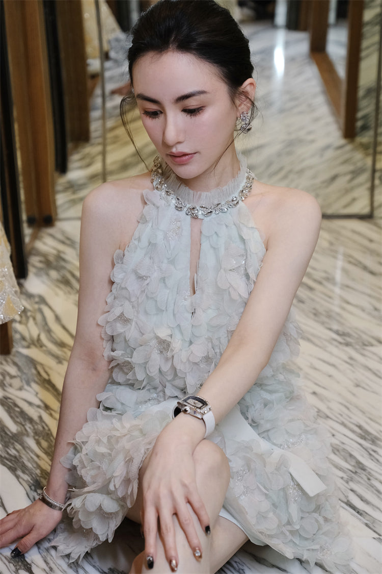 Kelley Pastel Green Ribbon Floral wedding guest bridal Dress