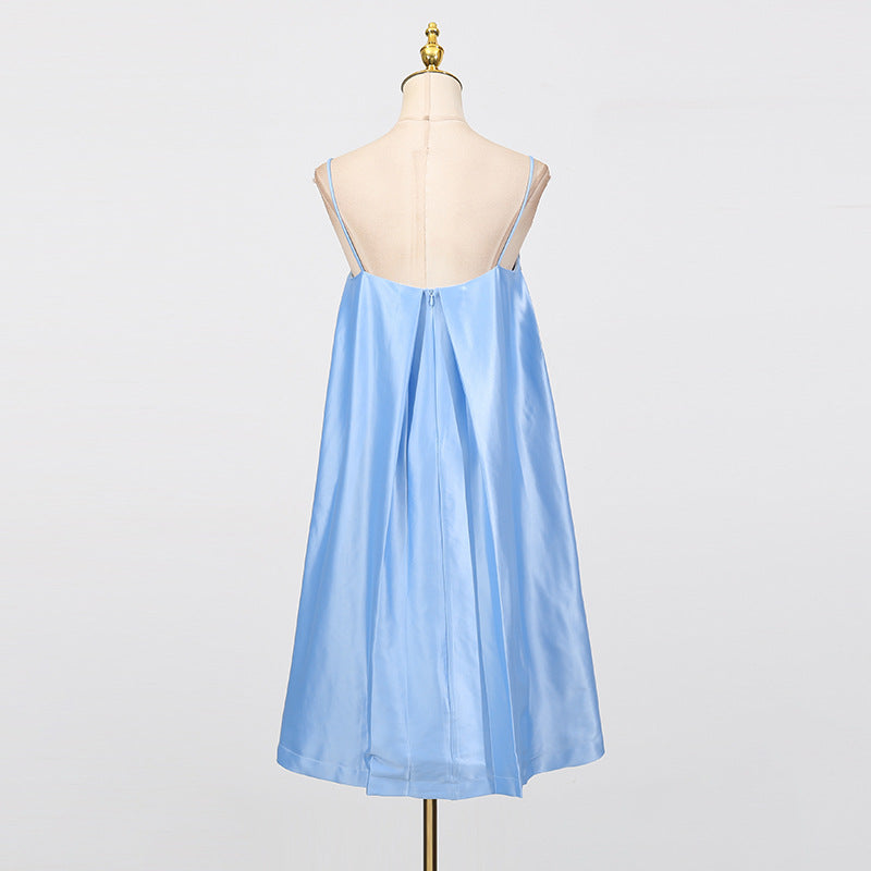 evangeline applique floral Embroidered Mini Dress in blue