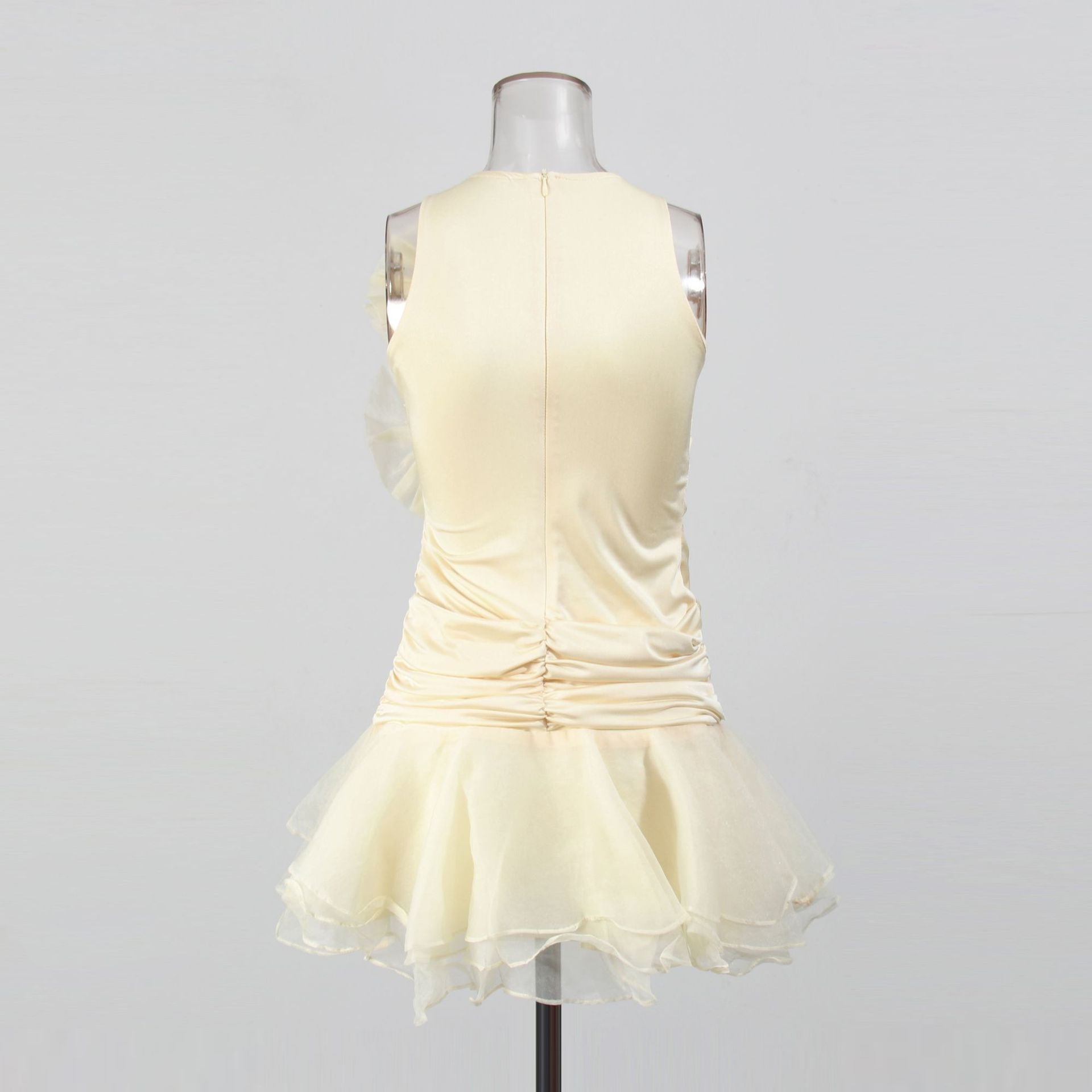 Daireann Ruch Flower Mini Dress In Black