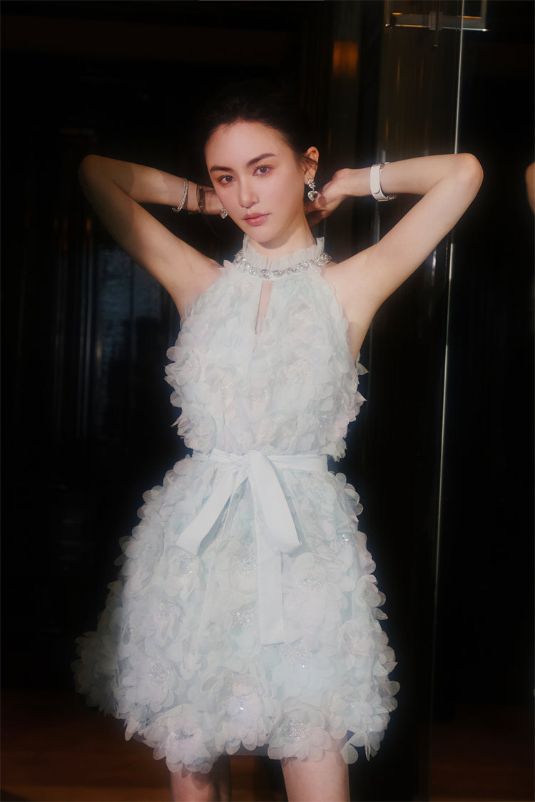 Kelley Pastel Green Ribbon Floral wedding guest bridal Dress