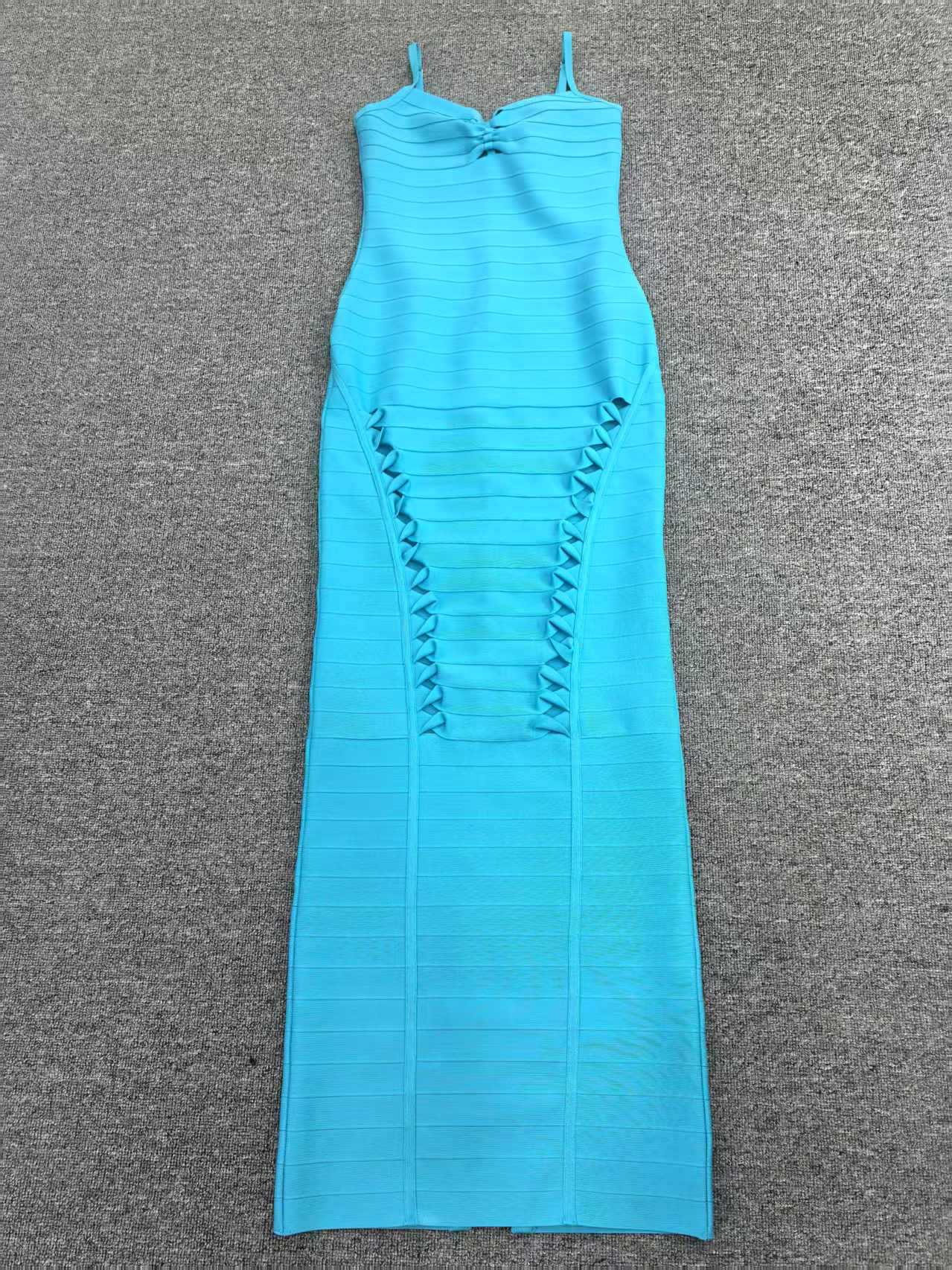 eudora blue hollow Bandage Maxi Dress