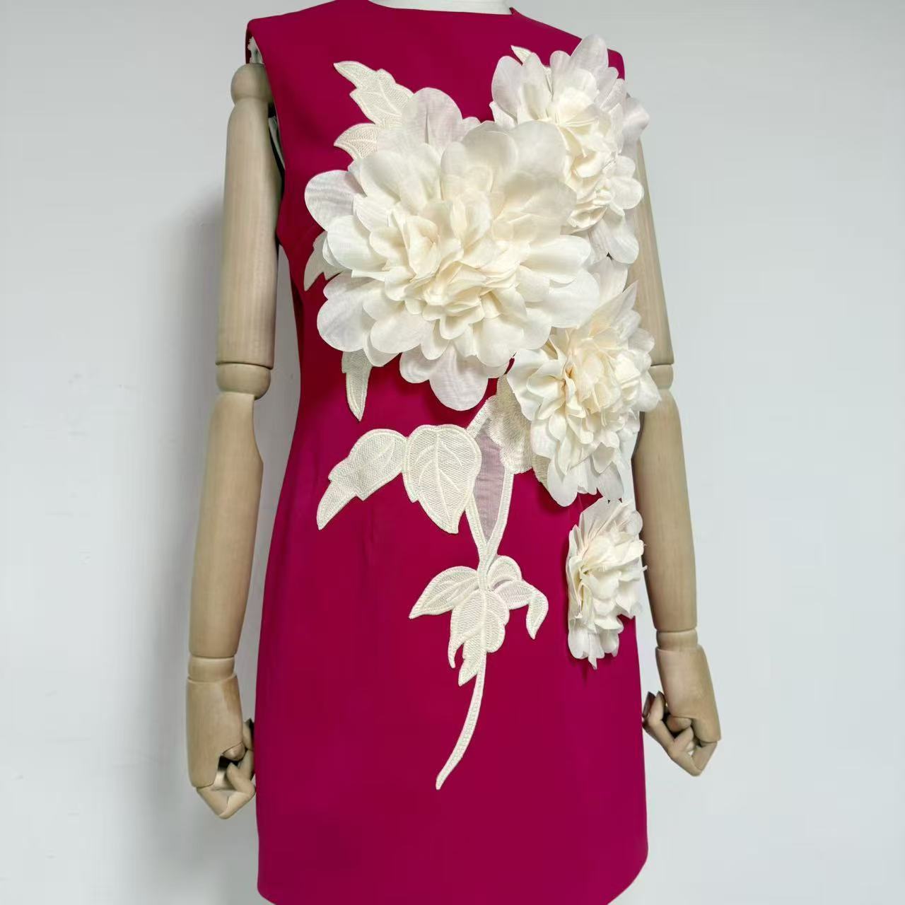 elizabeth 3d flower embellished Mini Dress in Black