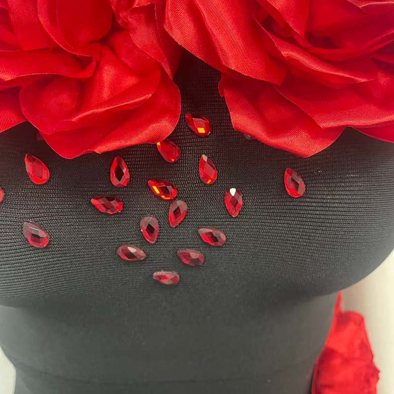 sebastiane Halterneck Flower Bandage Maxi Dress in black