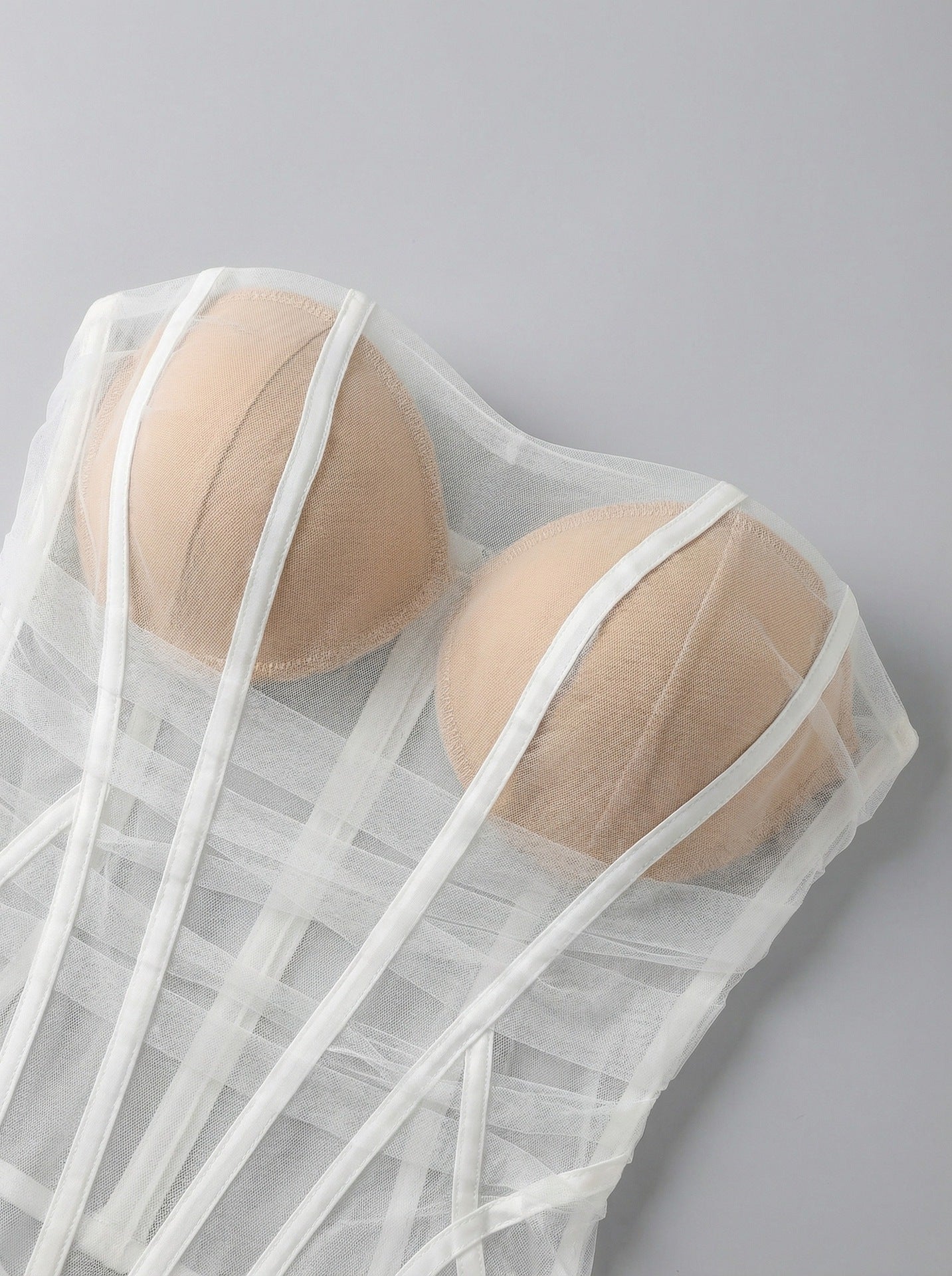 tiffany white mesh strapless bud mini dress