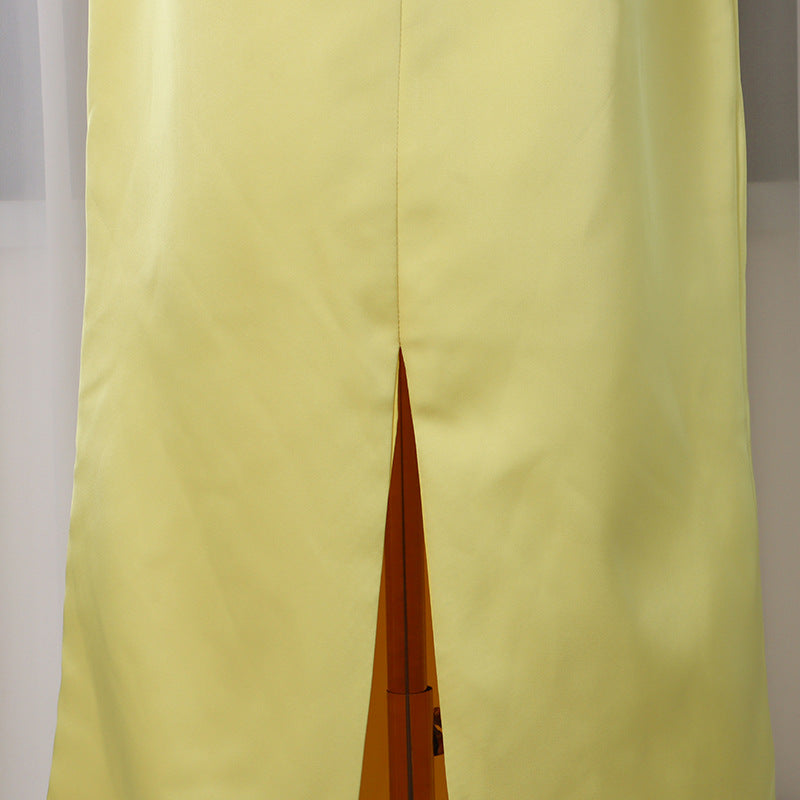 kimberley yellow Appliqué Floral Bustier Maxi Dress