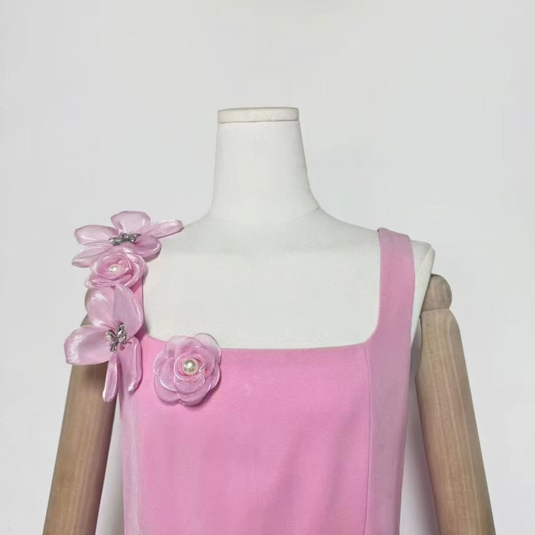 Stylish pink dress | Chantelle 3D Midi Dress in Pink - Ideal for special occasions