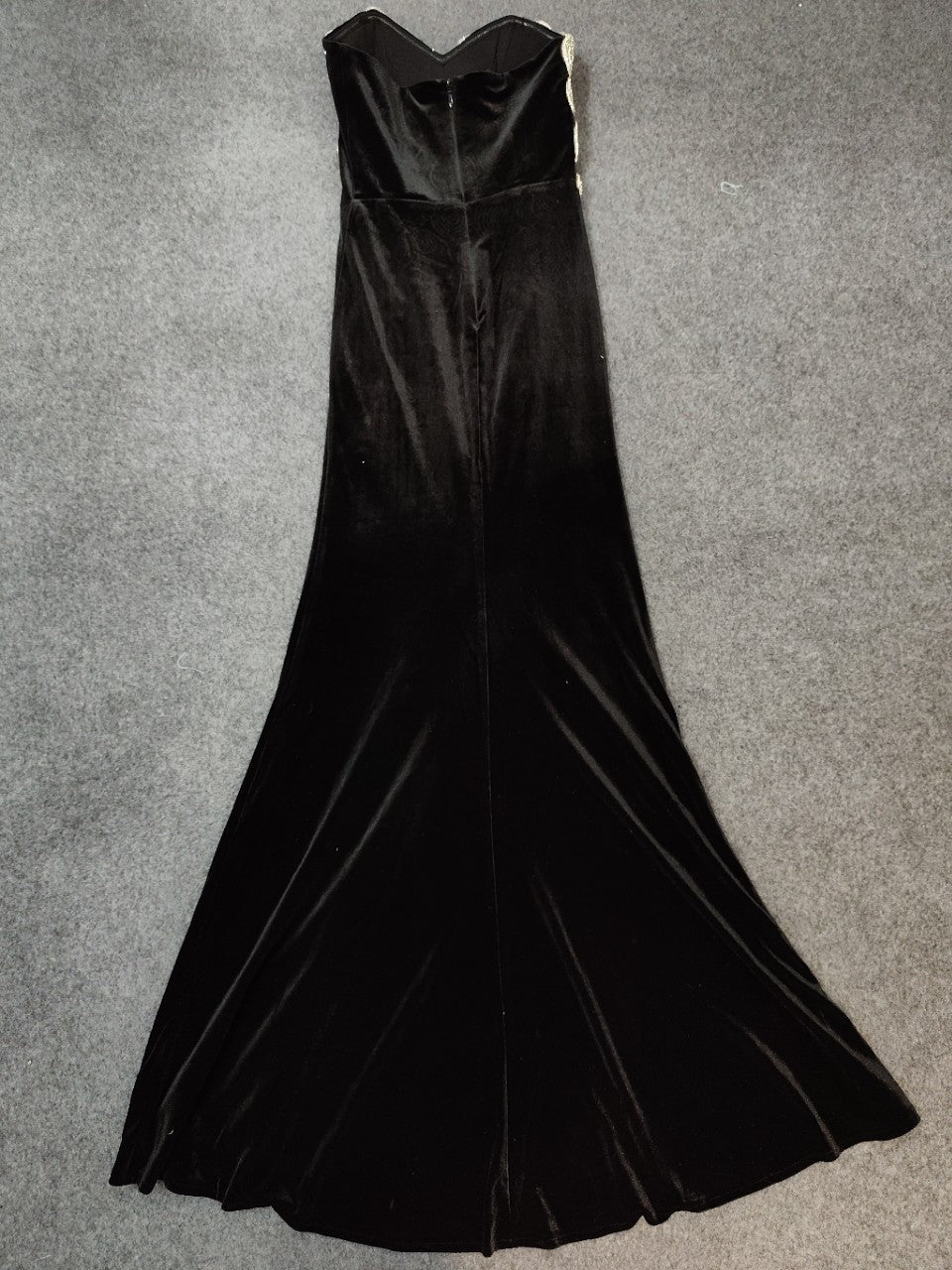 jennifer Crystal Strapless Velvet Split Maxi Dress