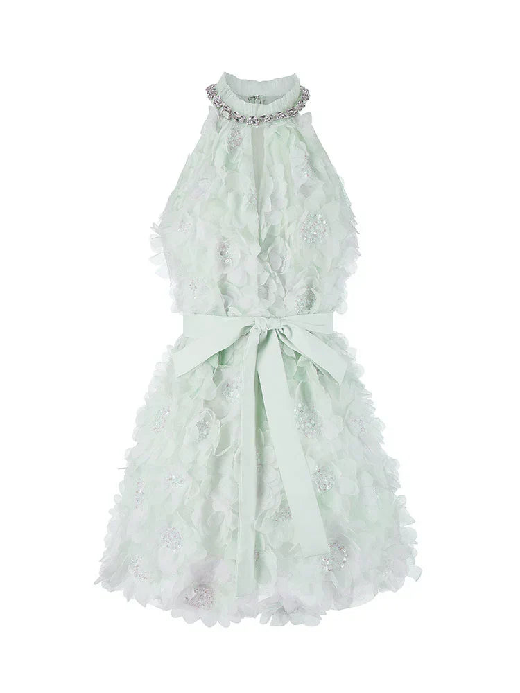 Kelley Pastel Green Ribbon Floral wedding guest bridal Dress
