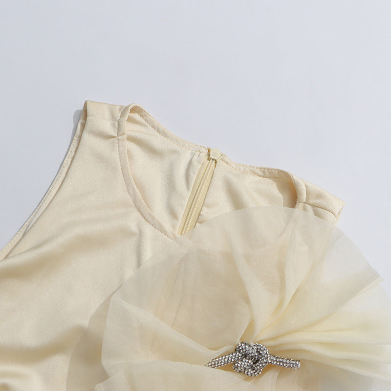 Daireann Ruch Flower Mini Dress In Black