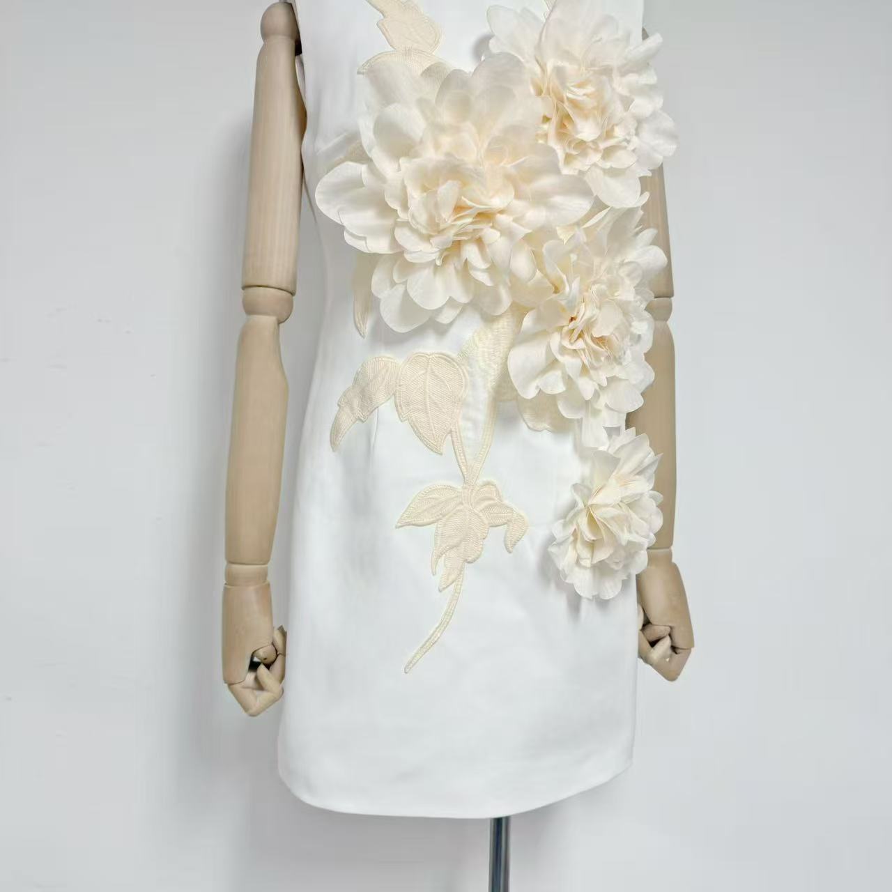 elizabeth 3d flower embellished Mini Dress in Black