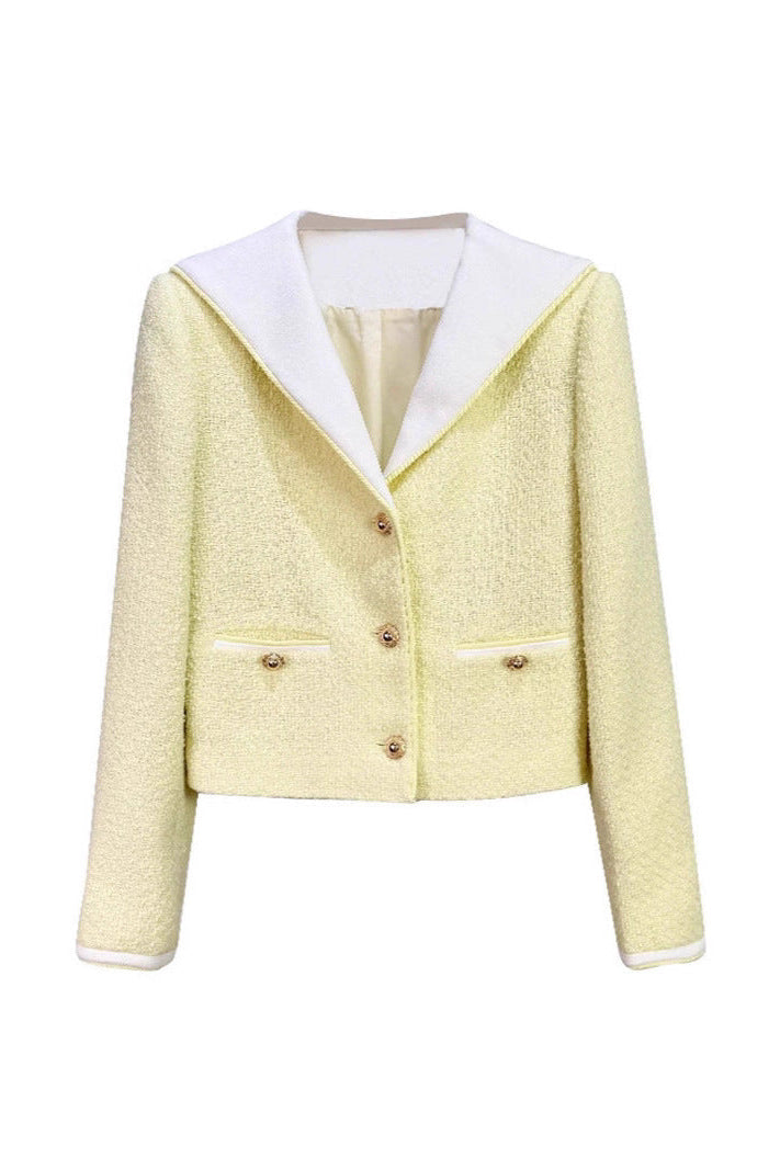wendy Boucle Contrast Collar Jacket in Yellow