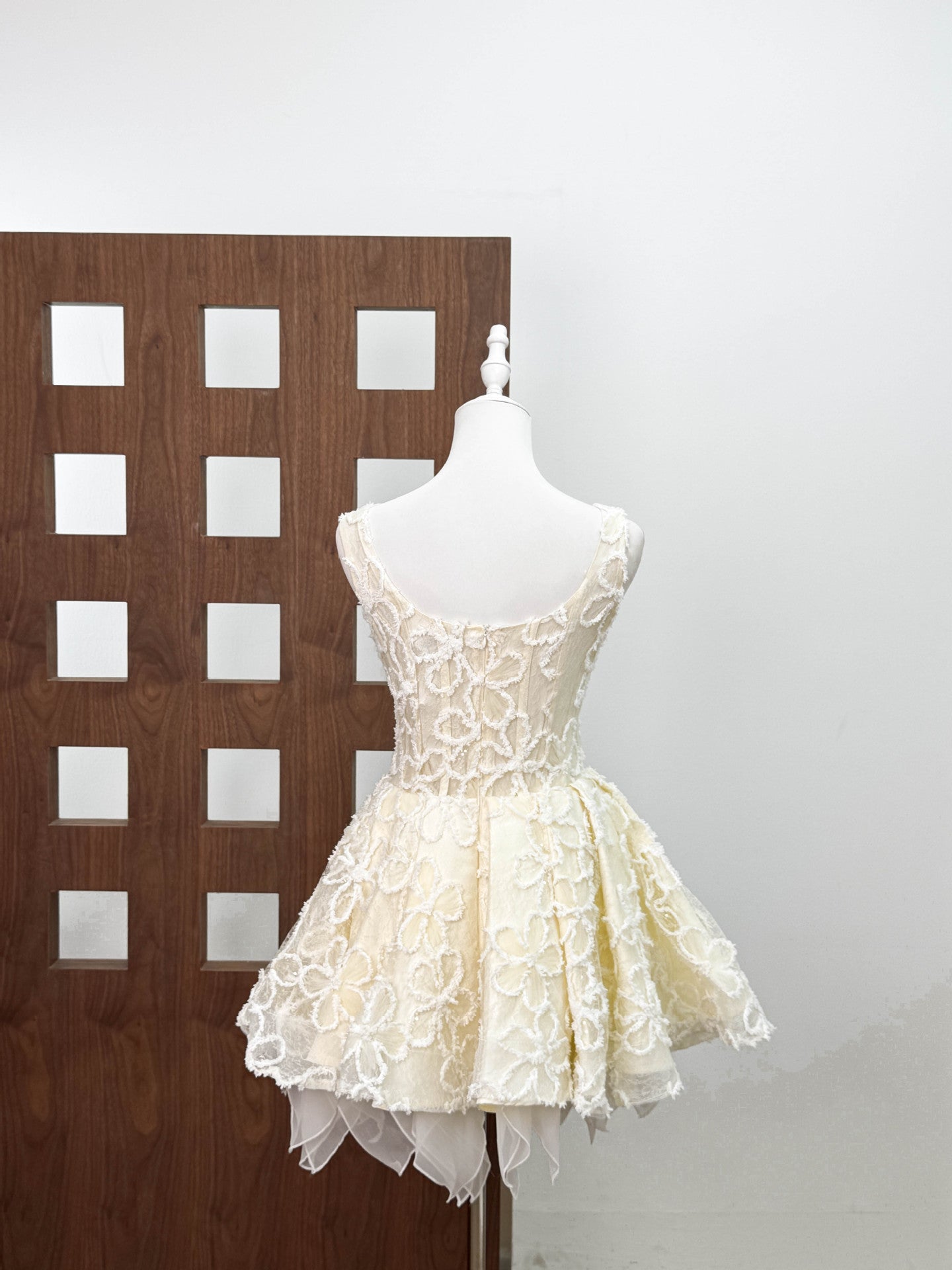 vanessa apricot floral embroidery sequin  puffy mini dress