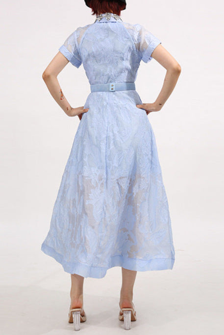 daisy Crystal embellished Midi Dress in blue