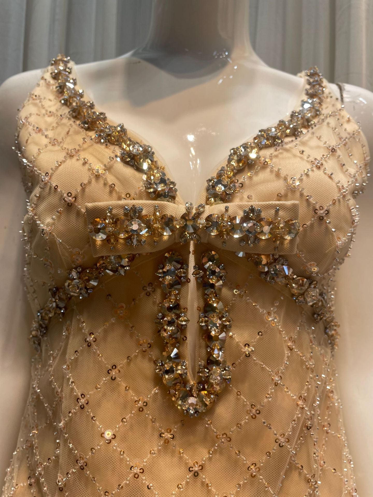 Joyce Embellished Rhinestone Sequin Mini Dress in yellow