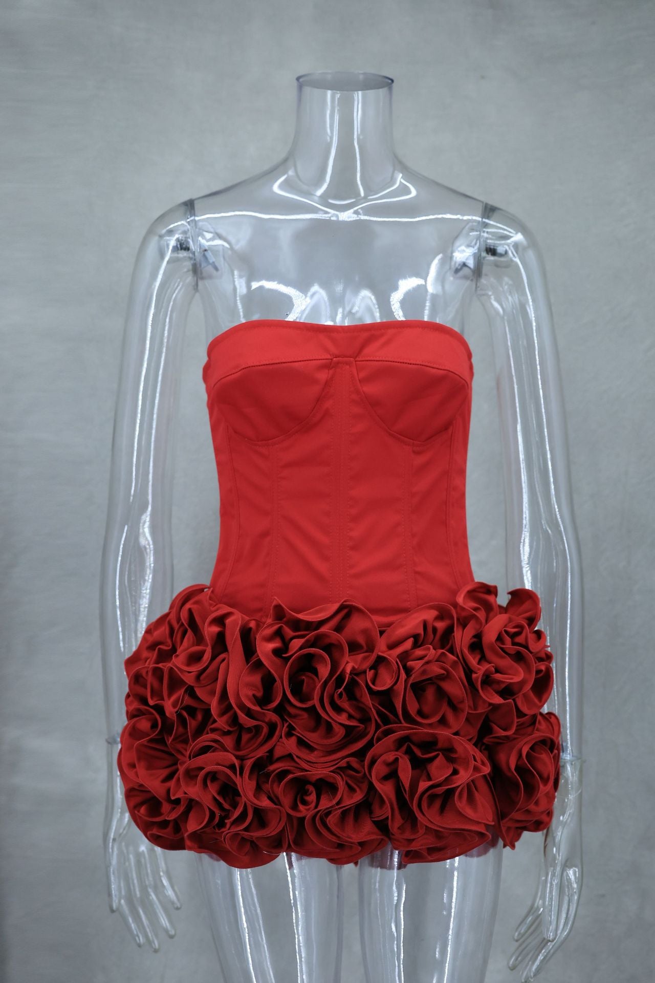 Aloisia Strapless Corset Flower Lace Up Skirt Set