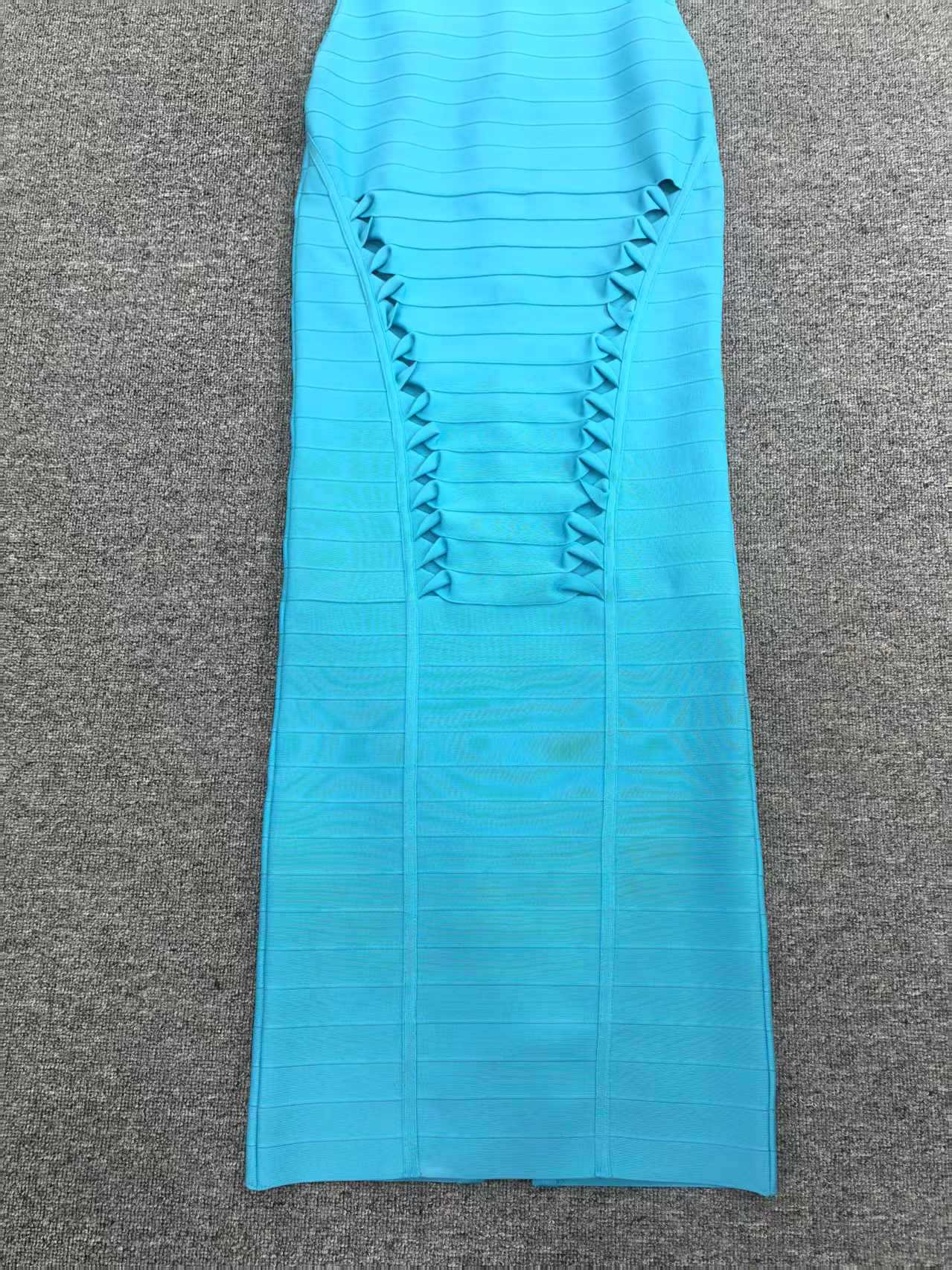eudora blue hollow Bandage Maxi Dress