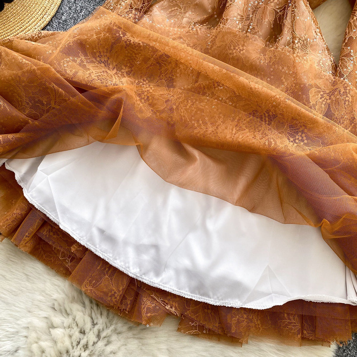 pandora lace Embroidered Flared long sleeve Mini Dress