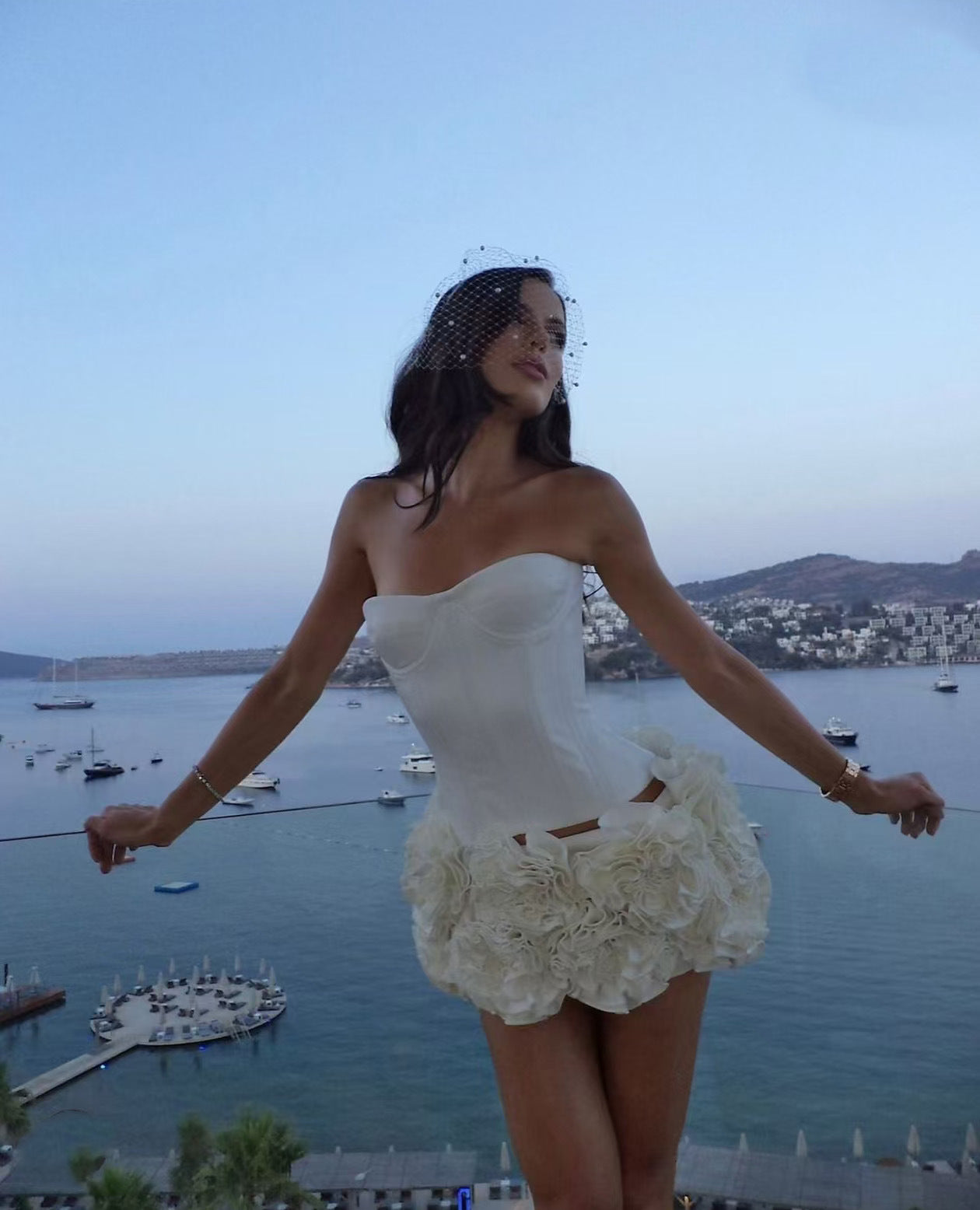 Aloisia Strapless Corset Flower Lace Up Skirt Set