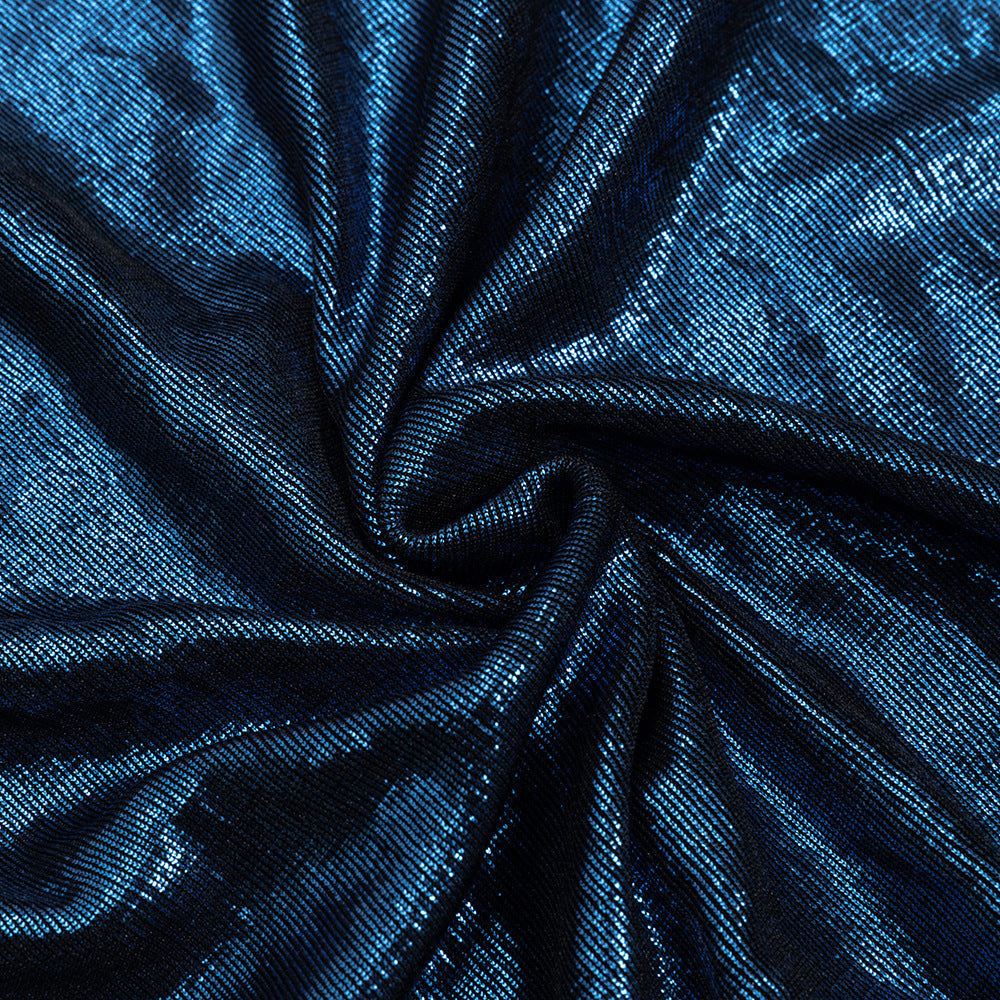 blanche dark blue Contour Metallic Off Shoulder Ruched Maxi Dress