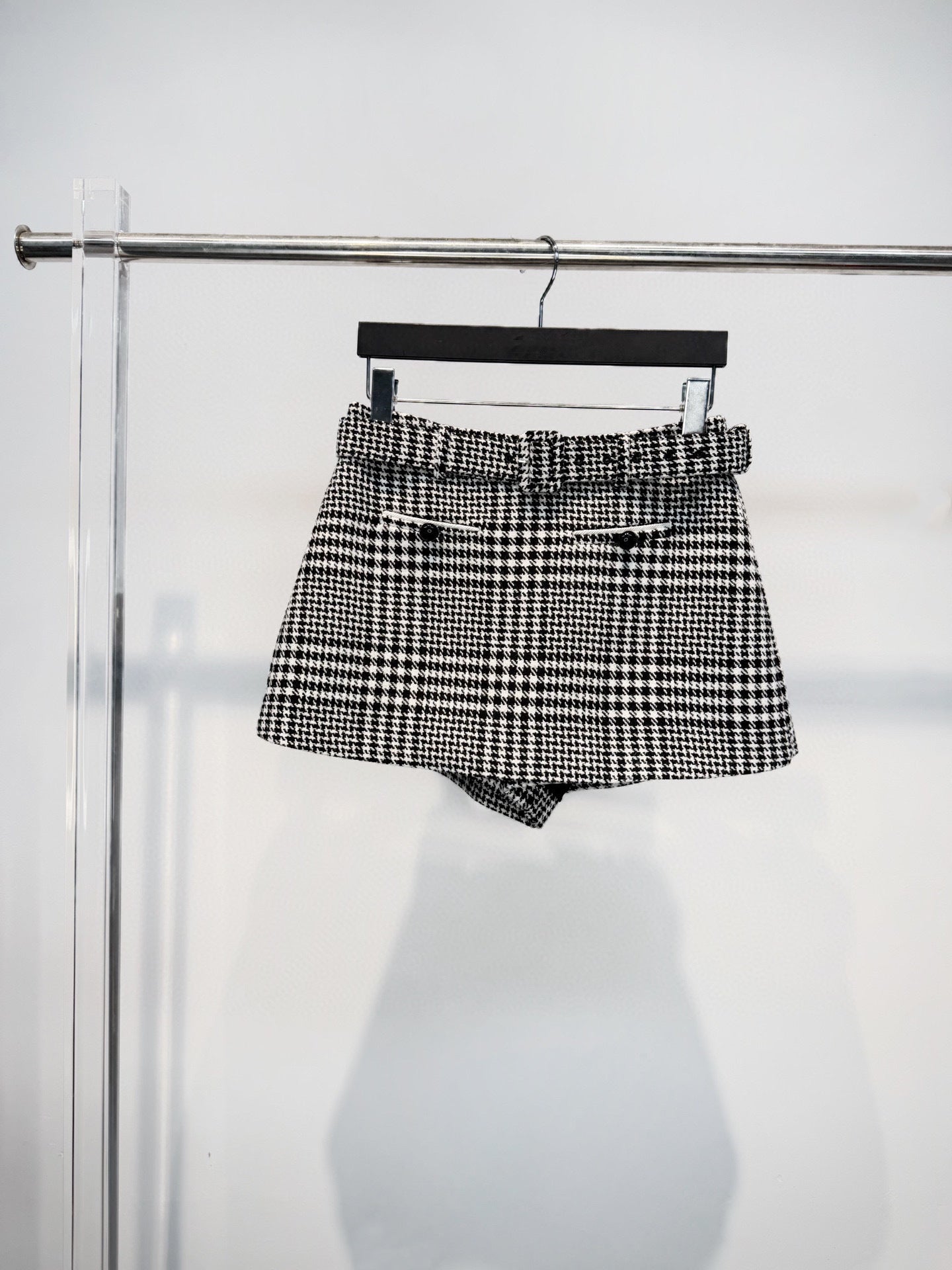 caitlin Houndstooth Crystal mini skirt - Black/White