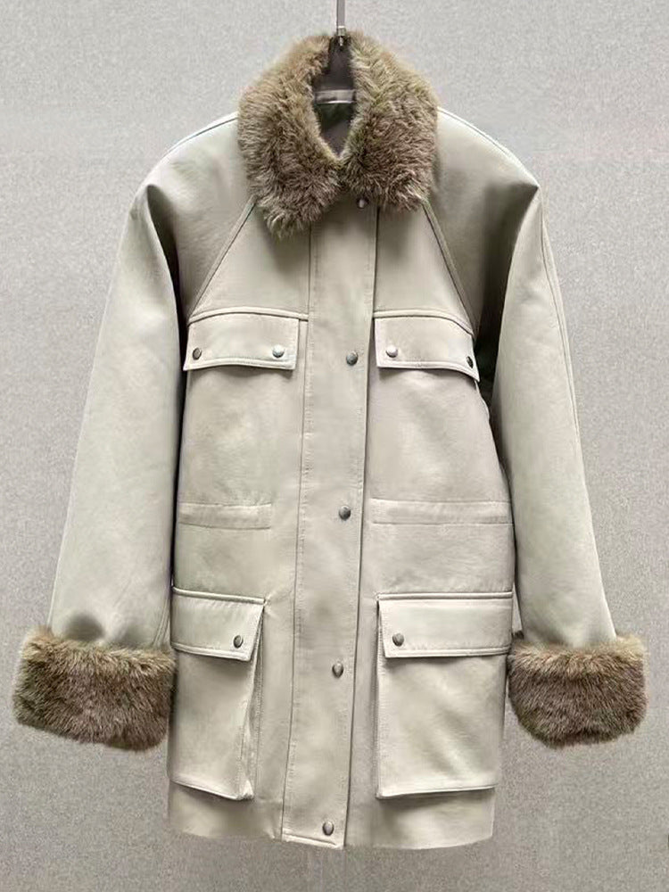 nelly Khaki Balmoral Jacket With Faux Fur Trim