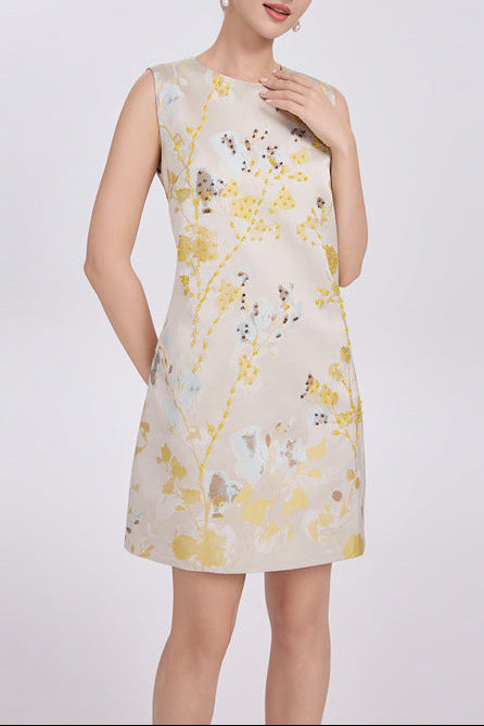 heloise multicolor floral embroidery sleeveless mini dress