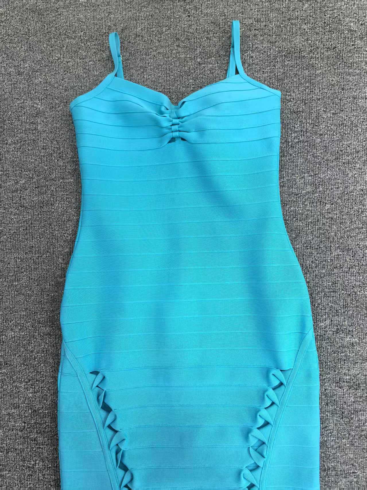 eudora blue hollow Bandage Maxi Dress