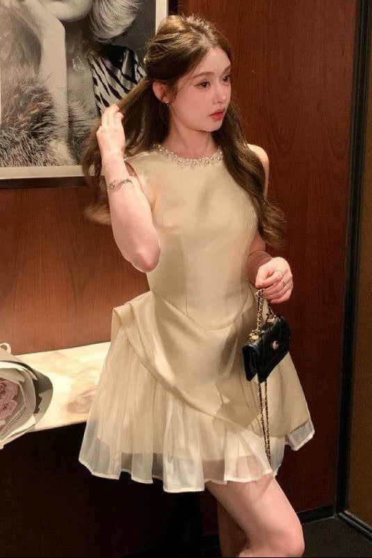 aaliyah Pearl-Trim Satin Mini Dress - Ivory