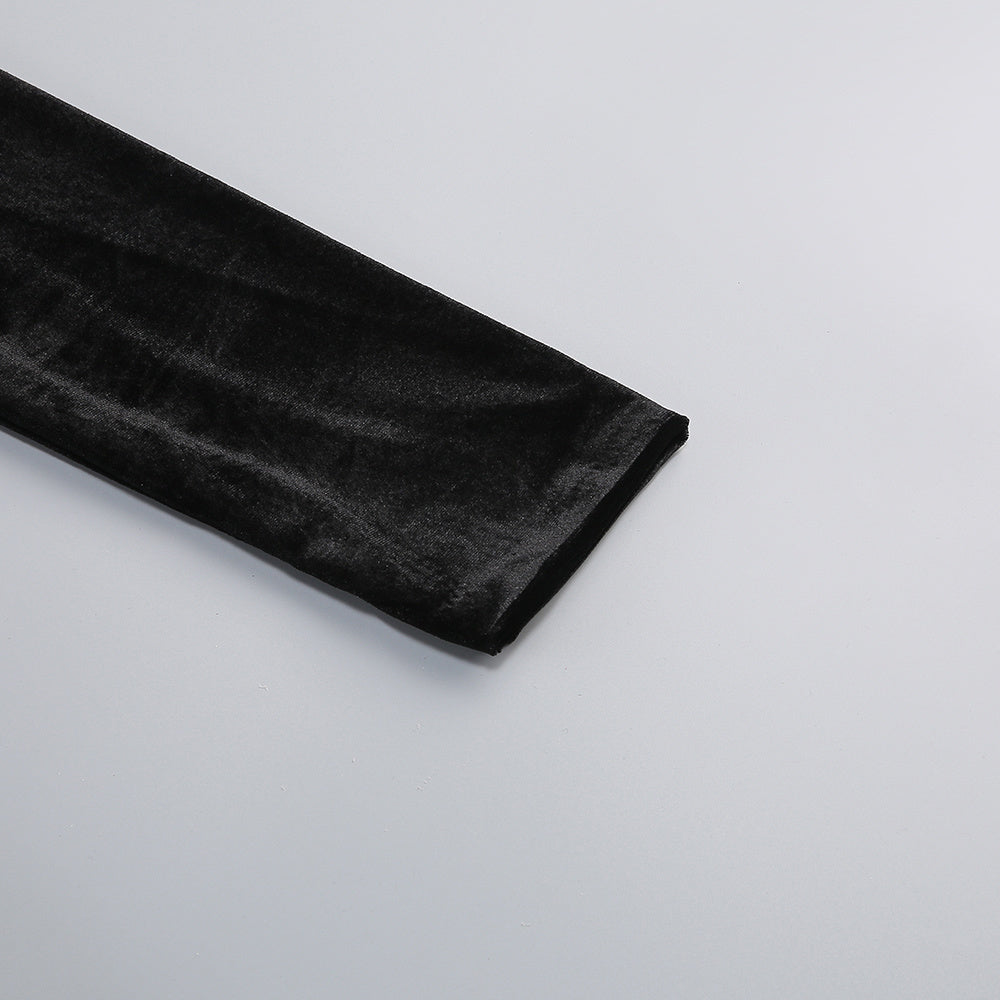 Cameron Bow Cascade Velvet Maxi Dress in black