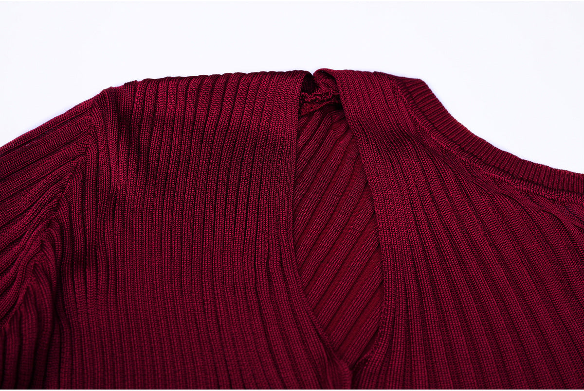 murray Cutout Ribbed Knit Midi Dress - Wine