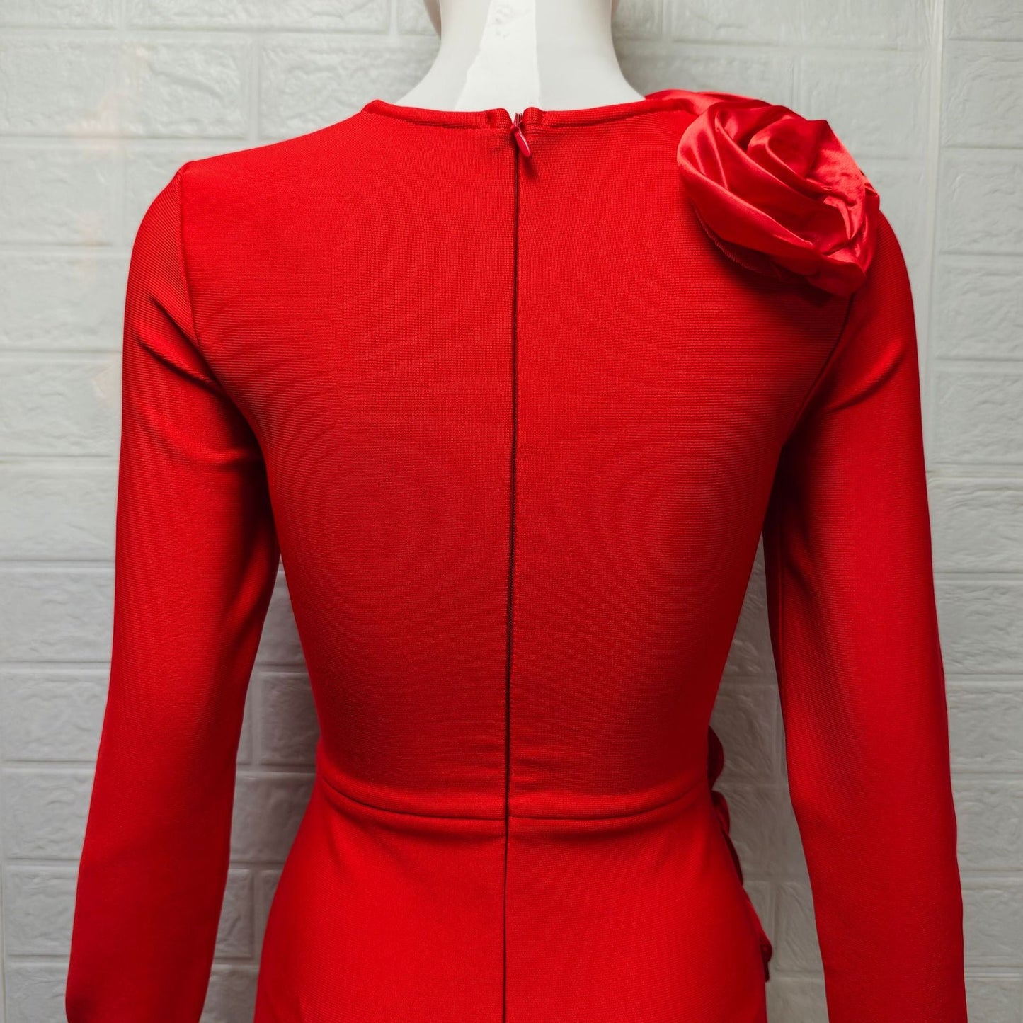 Kelley 3D Flower Decorative Bandage maxi Dress in red