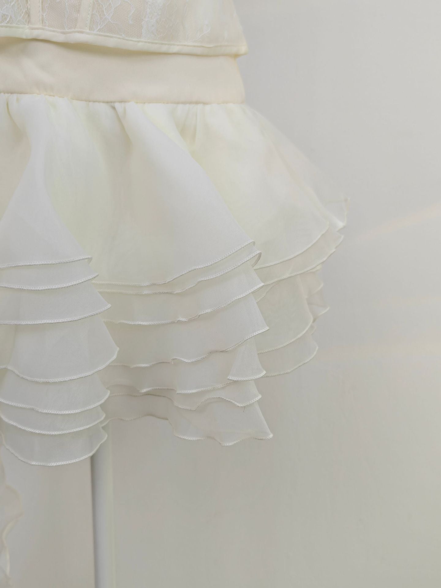 lauren Irregular Petal Lace Bodycon Mini Skirt Set In Beige