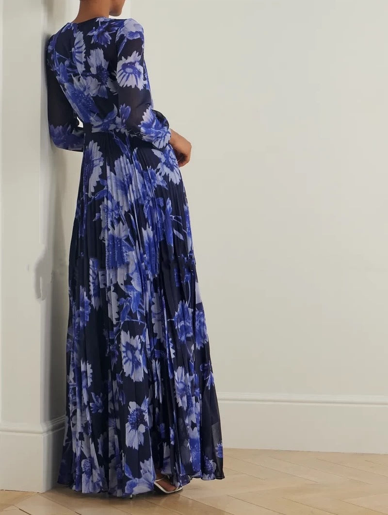 candance v-neck silk maxi dress in black