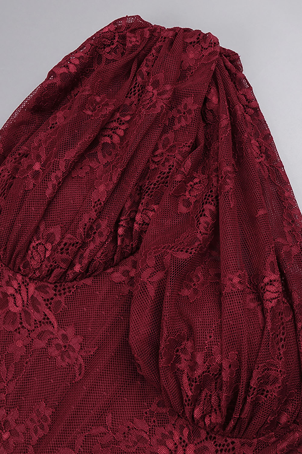 nancy burgundy One Shoulder Lace Maxi Dress