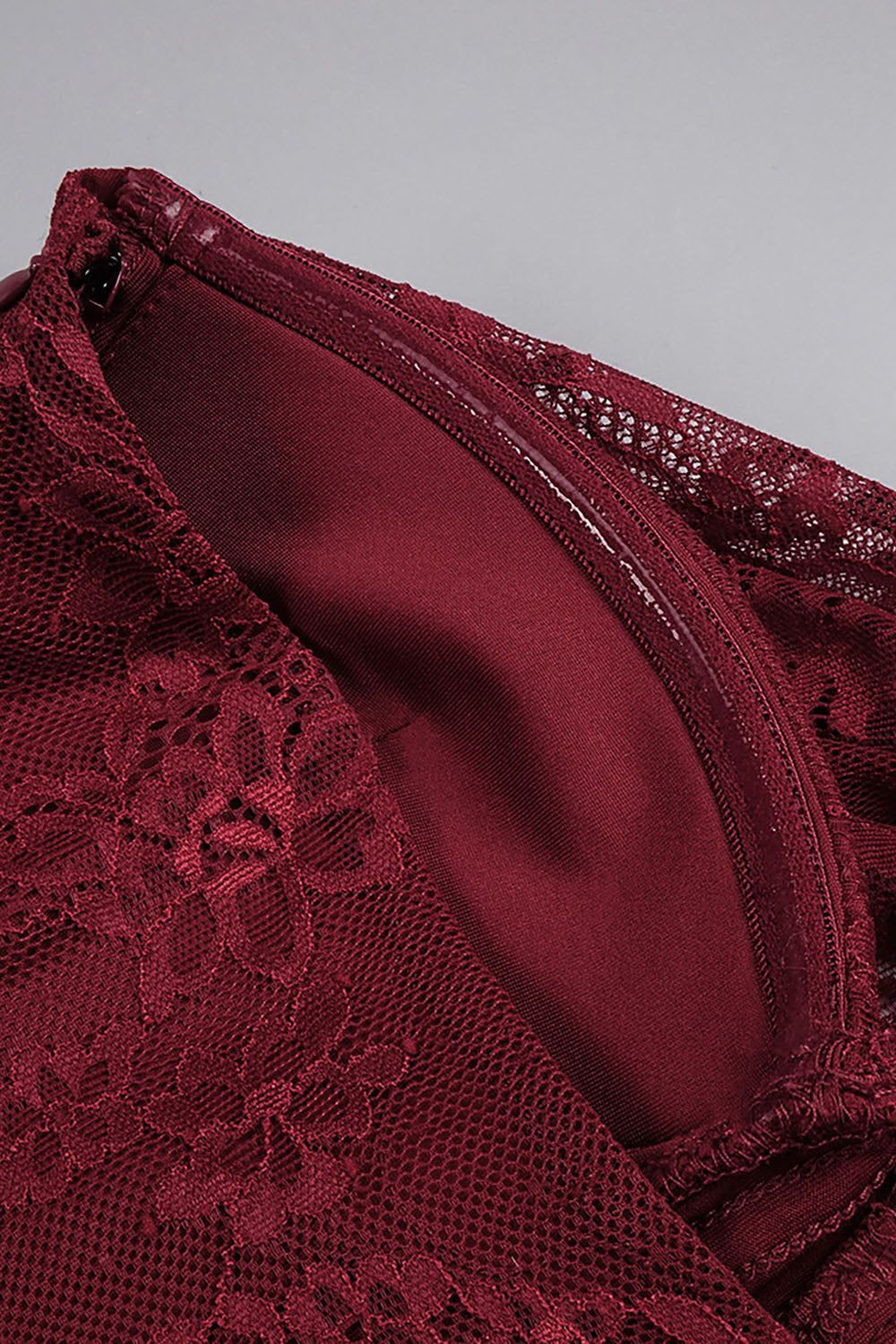 nancy burgundy One Shoulder Lace Maxi Dress