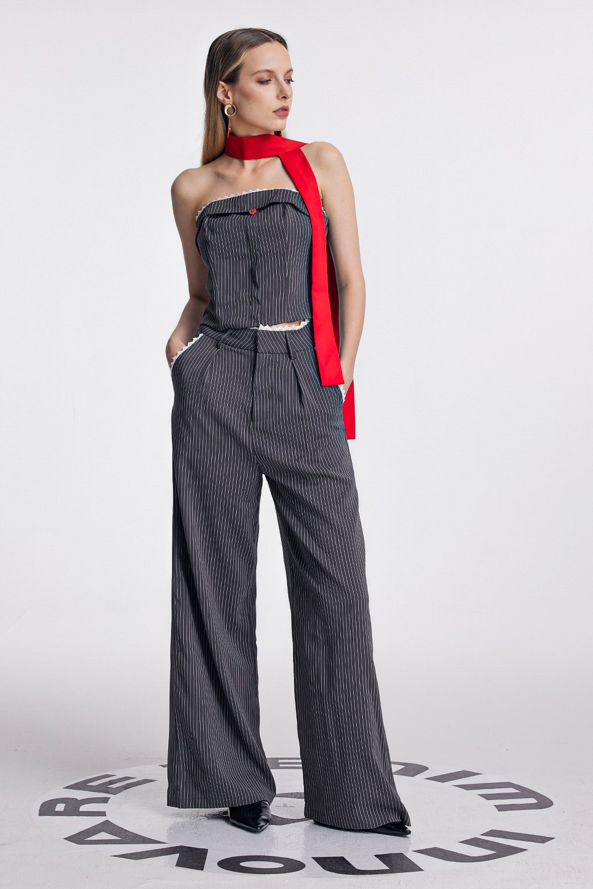 Stylish beautiful dress | Oorja Strapless Lace Stripe Pants Set - Ideal for special occasions